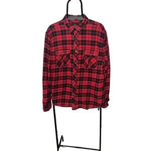 Andrew Marc moto men’s red & black flannel